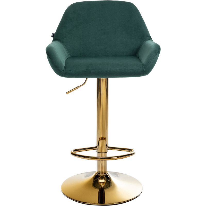 Tabouret de bar moderne en Velours Vert foncé Métal Doré Gylvan - 2