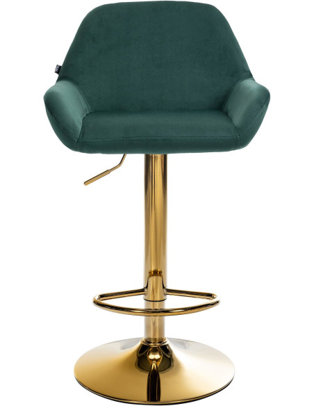 Tabouret de bar moderne en Velours Vert foncé Métal Doré Gylvan - 2
