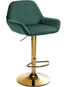 Tabouret de bar moderne en Velours Vert foncé Métal Doré Gylvan - 1