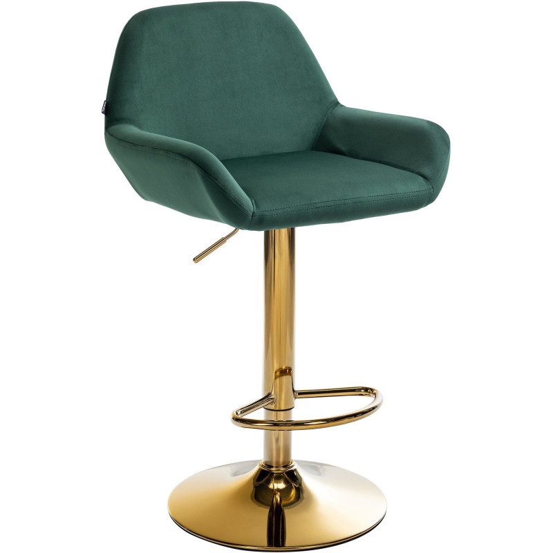 Tabouret de bar moderne en Velours Vert foncé Métal Doré Gylvan - 1
