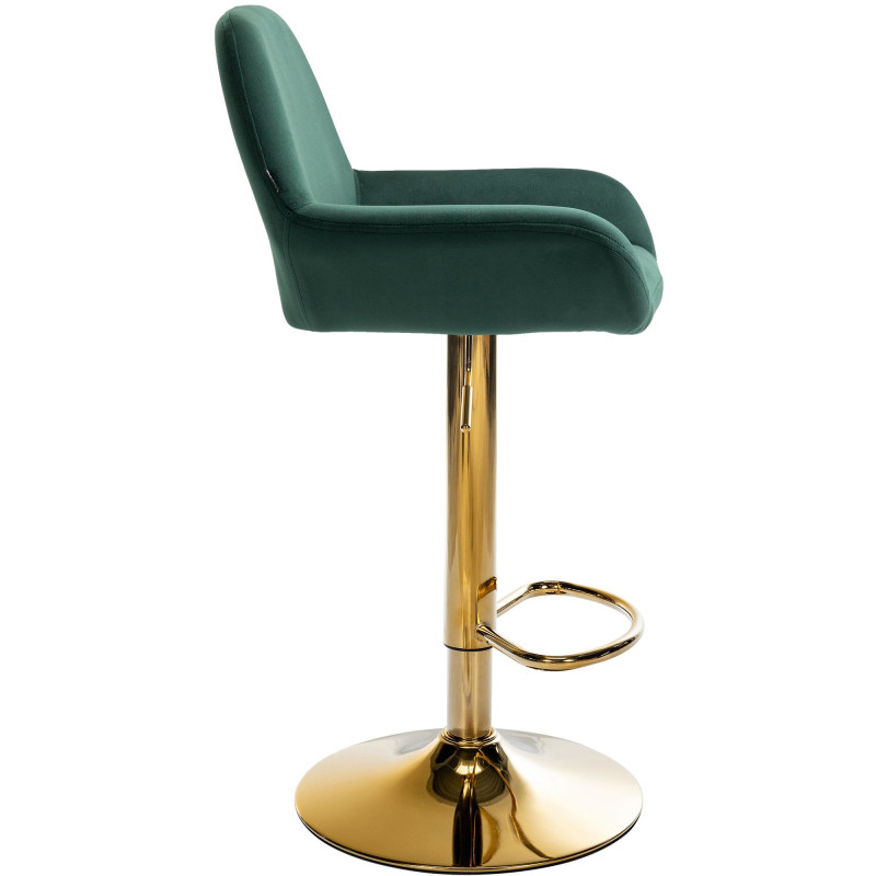 Tabouret de bar moderne en Velours Vert foncé Métal Doré Gylvan - 3