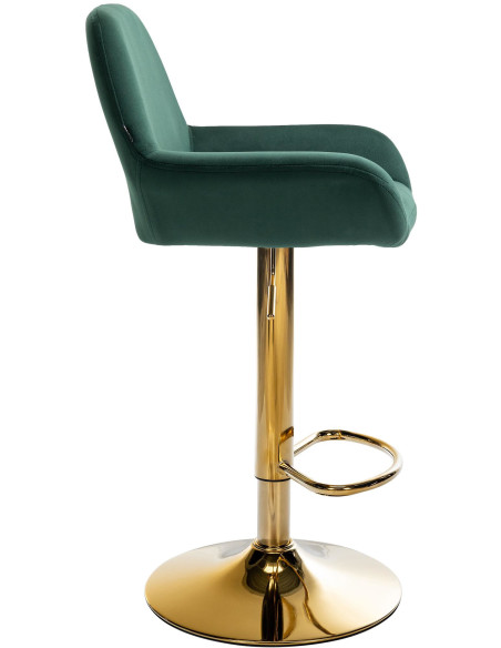 Tabouret de bar moderne en Velours Vert foncé Métal Doré Gylvan - 3