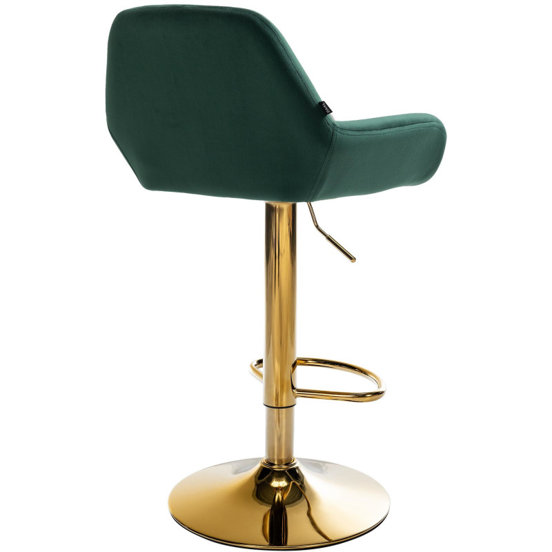 Tabouret de bar moderne en Velours Vert foncé Métal Doré Gylvan - 4