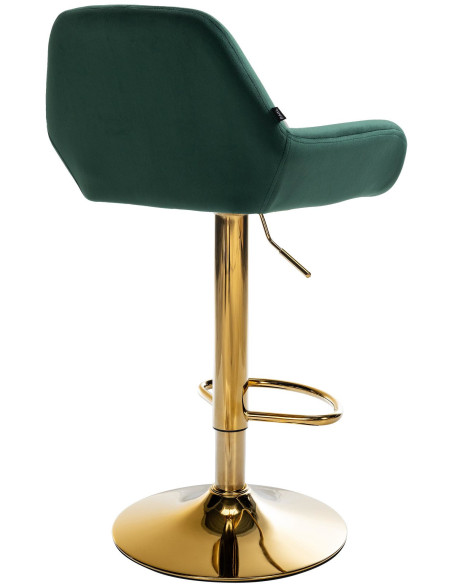 Tabouret de bar moderne en Velours Vert foncé Métal Doré Gylvan - 4