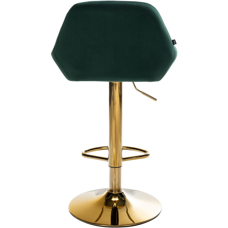 Tabouret de bar moderne en Velours Vert foncé Métal Doré Gylvan - 5