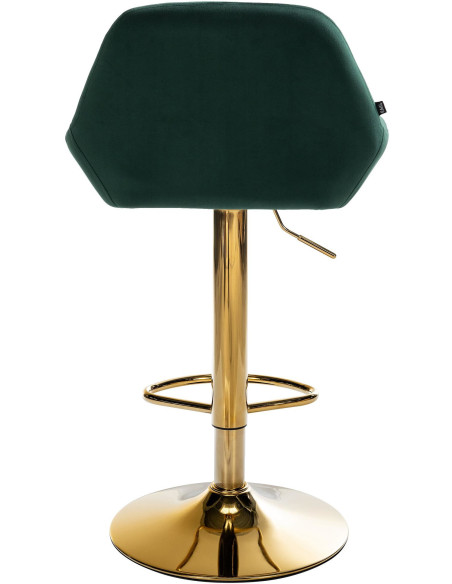 Tabouret de bar moderne en Velours Vert foncé Métal Doré Gylvan - 5