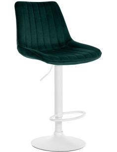 Tabouret de bar moderne en Velours Vert Métal Blanc Wenlia - 1