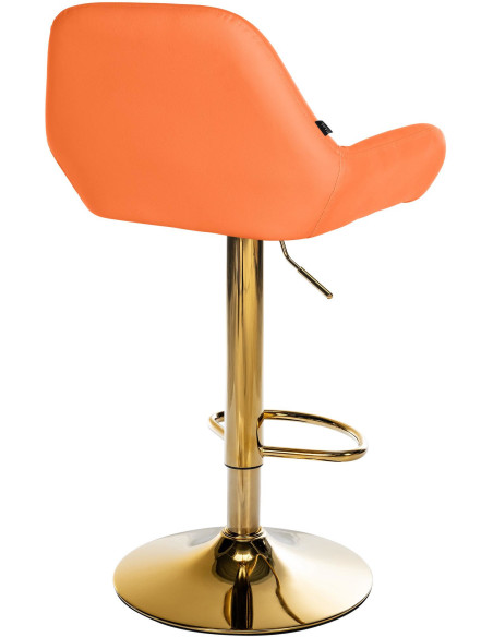 Tabouret de bar moderne en Polyuréthane Orange Métal Doré Gylvan - 2