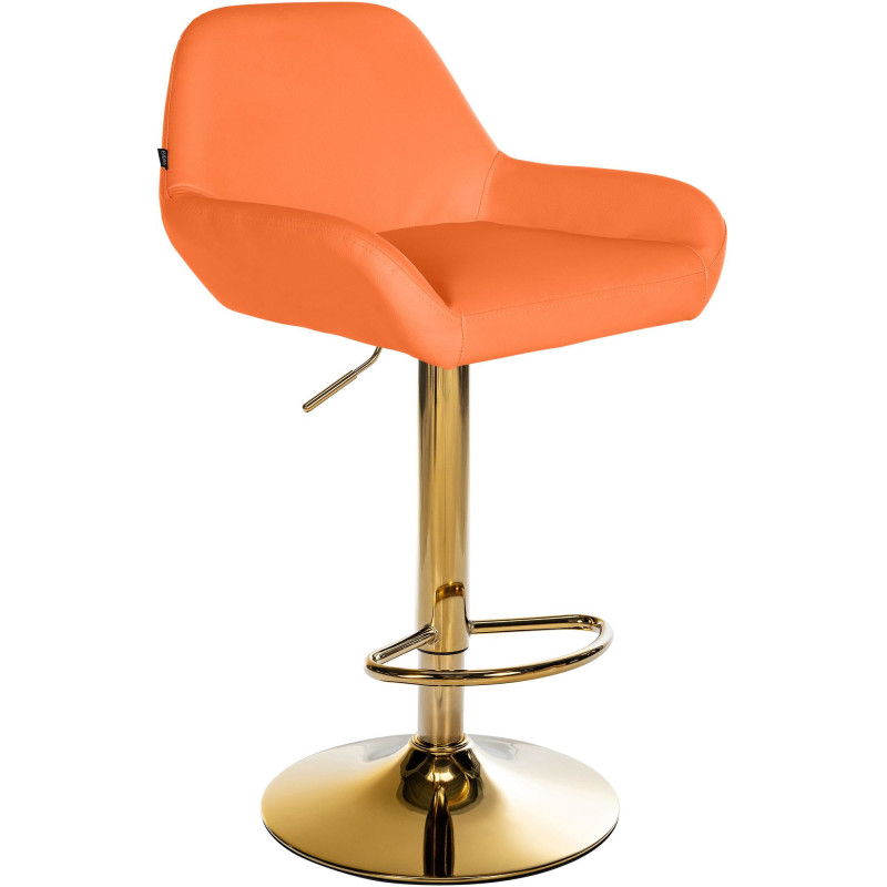 Tabouret de bar moderne en Polyuréthane Orange Métal Doré Gylvan - 1