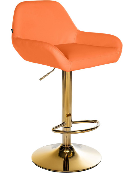 Tabouret de bar moderne en Polyuréthane Orange Métal Doré Gylvan - 1
