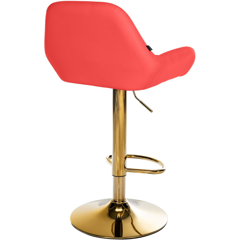 Tabouret de bar moderne en Polyuréthane Rouge Métal Doré Gylvan - 2