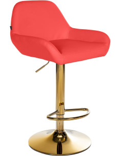 Tabouret de bar moderne en Polyuréthane Rouge Métal Doré Gylvan - 1