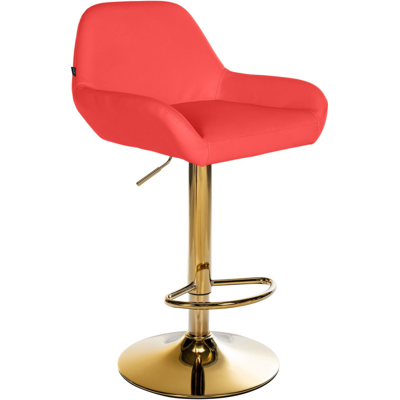 Tabouret de bar moderne en Polyuréthane Rouge Métal Doré Gylvan - 1