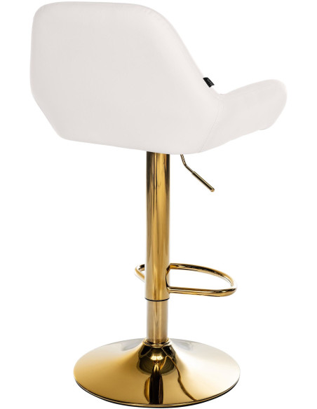 Tabouret de bar moderne en Polyuréthane Blanc Métal Doré Gylvan - 2