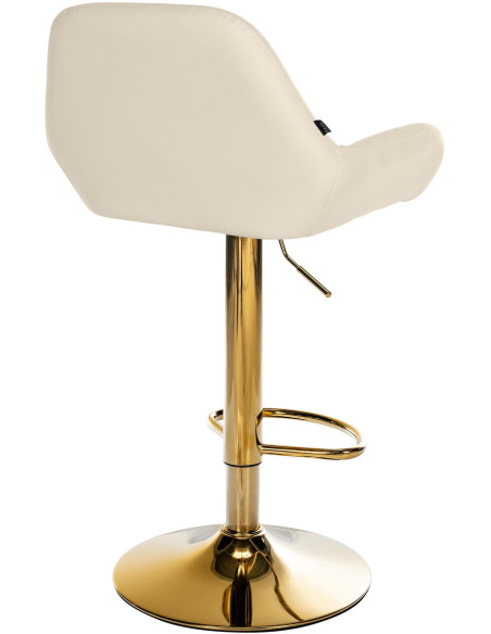 Tabouret de bar moderne en Polyuréthane Blanc crème Métal Doré Gylvan - 2