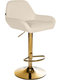 Tabouret de bar moderne en Polyuréthane Blanc crème Métal Doré Gylvan - 1