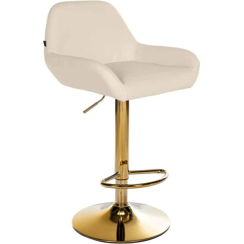 Tabouret de bar moderne en Polyuréthane Blanc crème Métal Doré Gylvan - 1