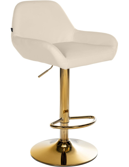 Tabouret de bar moderne en Polyuréthane Blanc crème Métal Doré Gylvan - 1