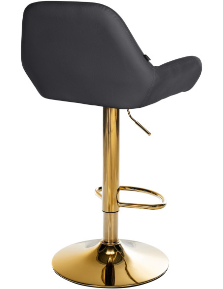 Tabouret de bar moderne en Polyuréthane Noir Métal Doré Gylvan - 2