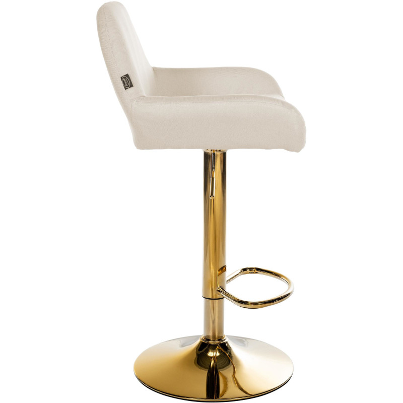 Tabouret de bar moderne en Tissu Blanc crème Métal Doré Gylvan - 3