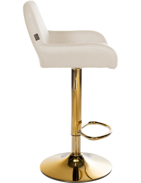 Tabouret de bar moderne en Tissu Blanc crème Métal Doré Gylvan - 3
