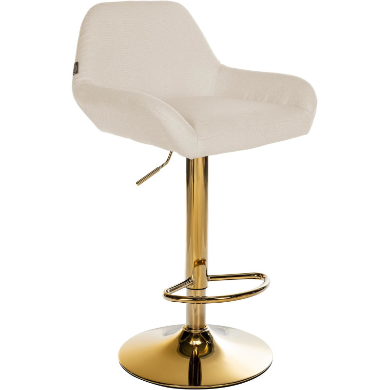 Tabouret de bar moderne en Tissu Blanc crème Métal Doré Gylvan - 1