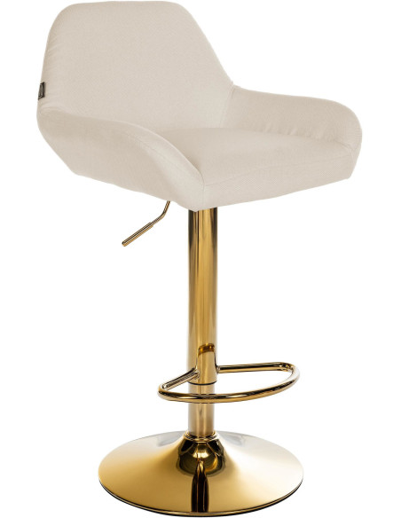Tabouret de bar moderne en Tissu Blanc crème Métal Doré Gylvan - 1