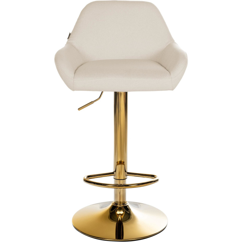 Tabouret de bar moderne en Tissu Blanc crème Métal Doré Gylvan - 2