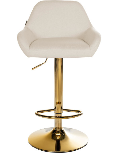 Tabouret de bar moderne en Tissu Blanc crème Métal Doré Gylvan - 2