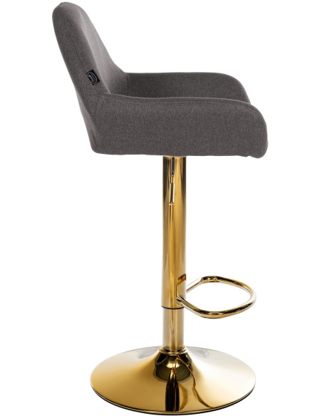 Tabouret de bar moderne en Tissu Gris foncé Métal Doré Gylvan - 3