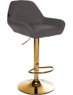 Tabouret de bar moderne en Tissu Gris foncé Métal Doré Gylvan - 1