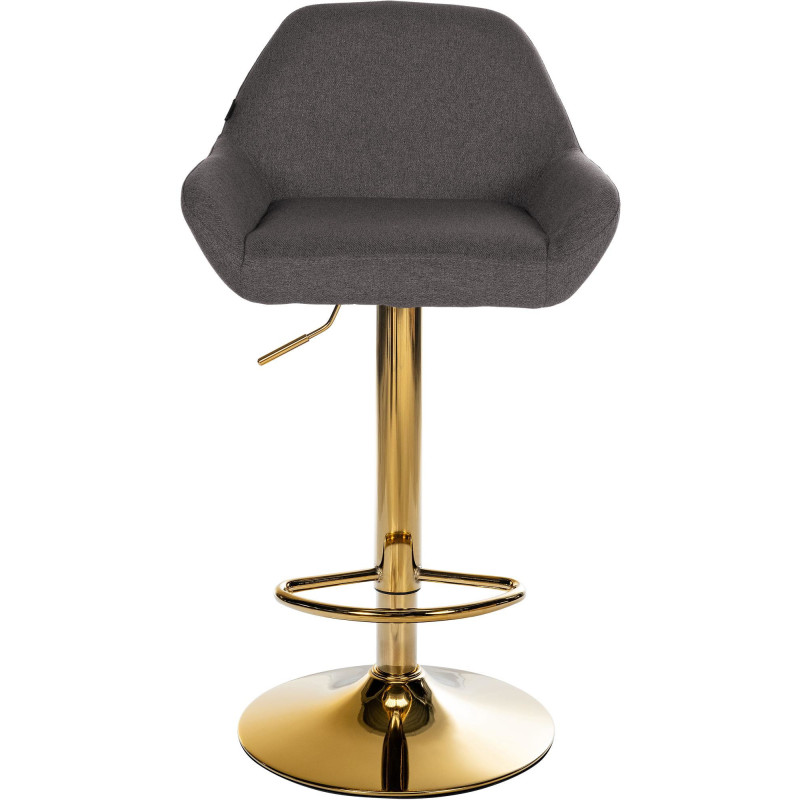 Tabouret de bar moderne en Tissu Gris foncé Métal Doré Gylvan - 2