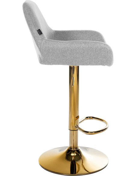 Tabouret de bar moderne en Tissu Gris Métal Doré Gylvan - 3