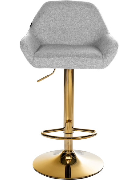 Tabouret de bar moderne en Tissu Gris Métal Doré Gylvan - 2