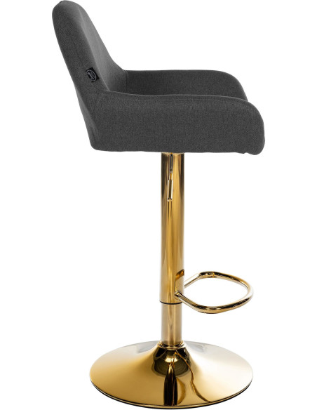 Tabouret de bar moderne en Tissu Noir Métal Doré Gylvan - 3