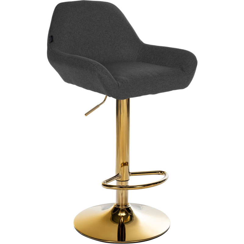 Tabouret de bar moderne en Tissu Noir Métal Doré Gylvan - 1