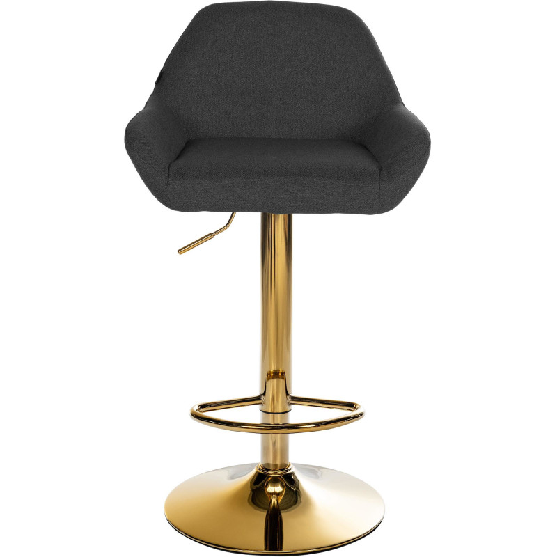 Tabouret de bar moderne en Tissu Noir Métal Doré Gylvan - 2