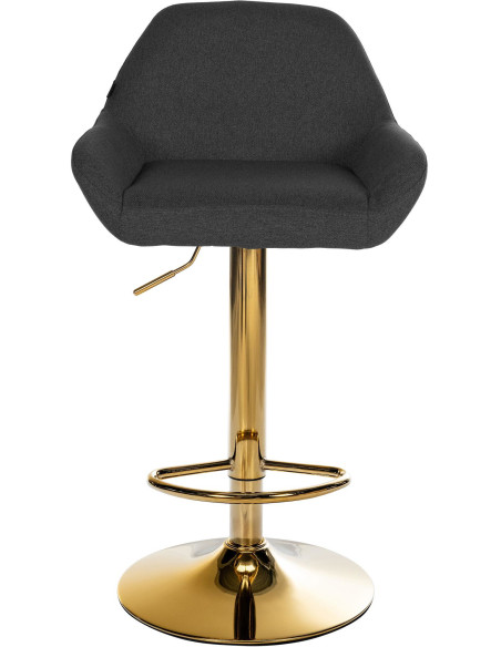 Tabouret de bar moderne en Tissu Noir Métal Doré Gylvan - 2