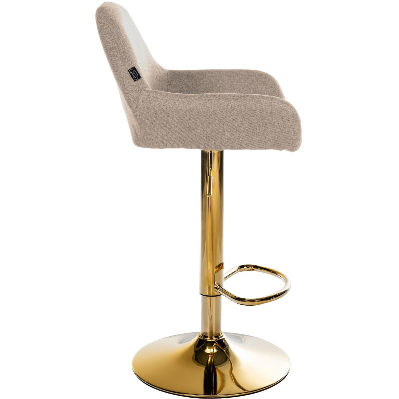 Tabouret de bar moderne en Tissu Taupe Métal Doré Gylvan - 3