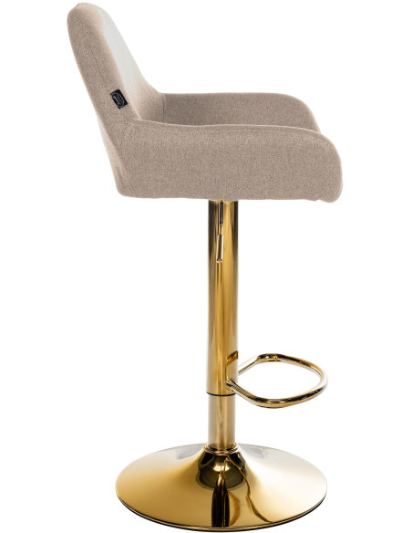 Tabouret de bar moderne en Tissu Taupe Métal Doré Gylvan - 3