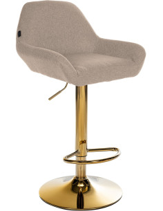 Tabouret de bar moderne en Tissu Taupe Métal Doré Gylvan - 1