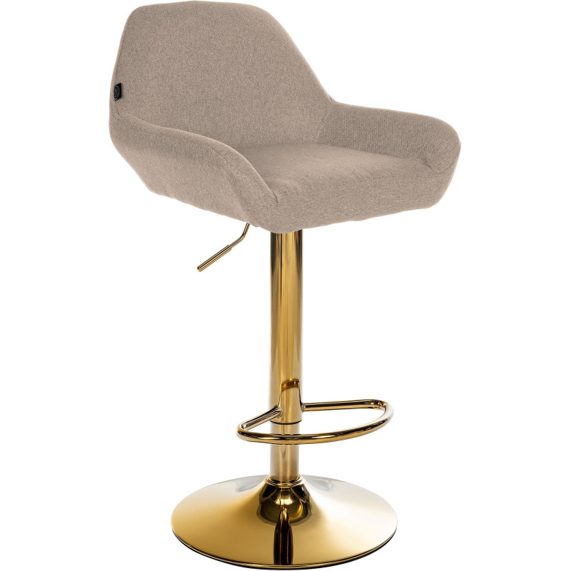 Tabouret de bar moderne en Tissu Taupe Métal Doré Gylvan - 1