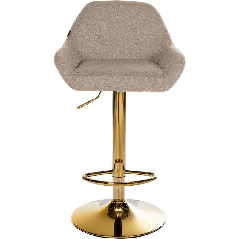 Tabouret de bar moderne en Tissu Taupe Métal Doré Gylvan - 2