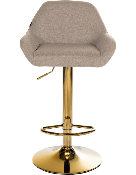 Tabouret de bar moderne en Tissu Taupe Métal Doré Gylvan - 2