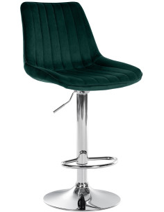 Tabouret de bar moderne en Velours Vert Métal Argenté Wenlia - 1
