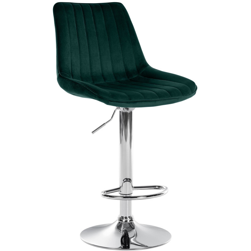Tabouret de bar moderne en Velours Vert Métal Argenté Wenlia - 1
