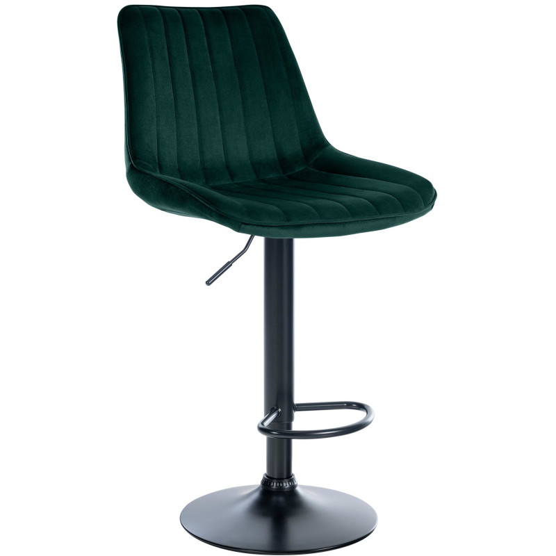 Tabouret de bar moderne en Velours Vert Métal Noir Wenlia - 1
