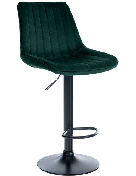 Tabouret de bar moderne en Velours Vert Métal Noir Wenlia - 1