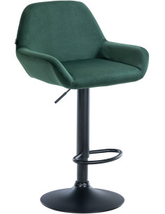 Tabouret de bar moderne en Velours Vert foncé Métal Noir Gylvan - 1