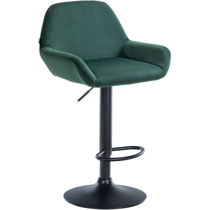 Tabouret de bar moderne en Velours Vert foncé Métal Noir Gylvan - 1